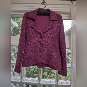 NIC+ZOE Pink and Black Stretch Knit Blazer